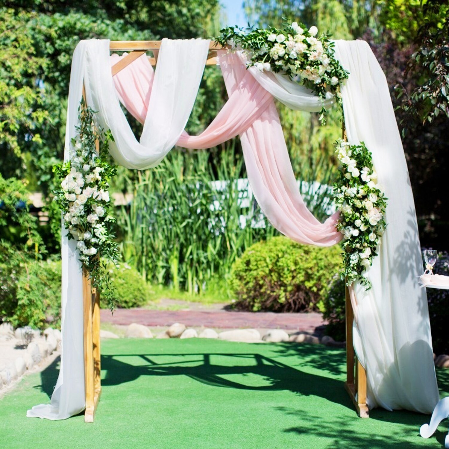 Tela drapeada para arco de boda, tela de gasa para cortinas, decoraciones de oscilación para recepción y ceremonia de boda