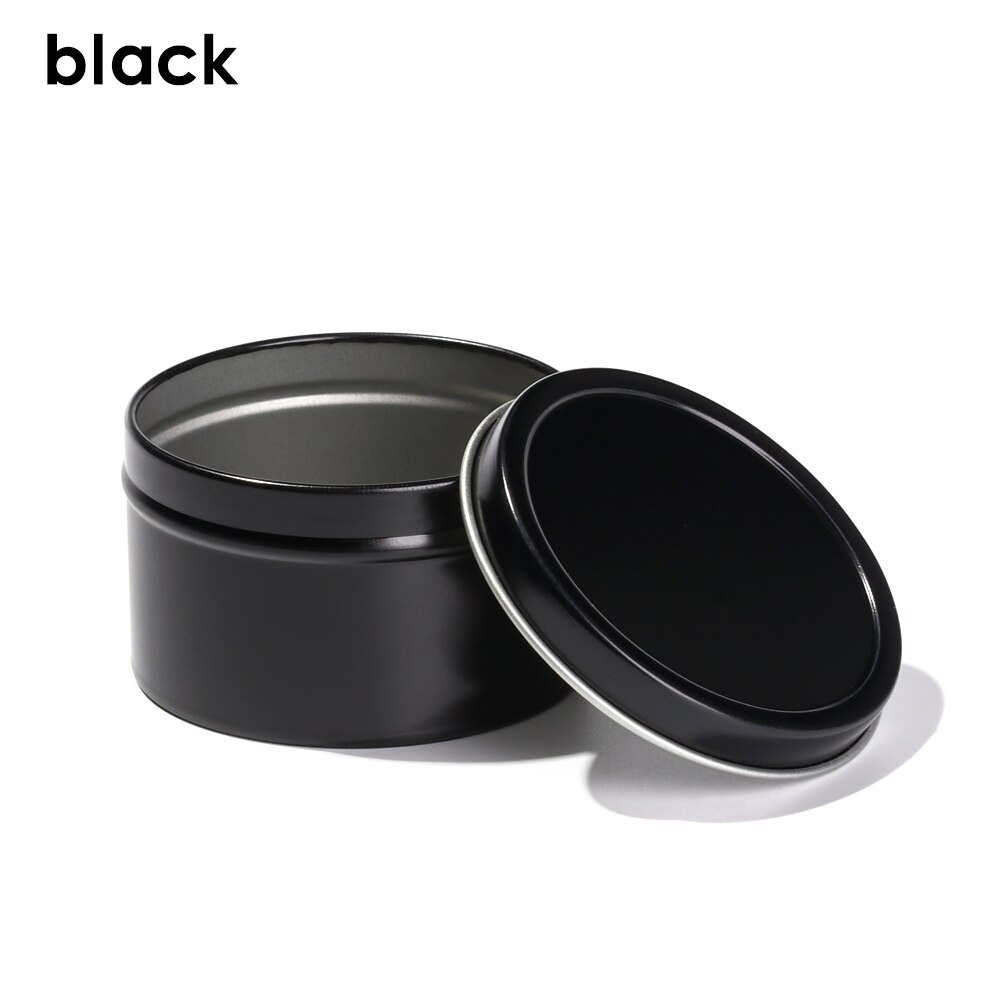 Caja de almacenamiento de 100Ml, frascos redondos de Metal para velas, contenedores vacíos de cera, fabricación de velas, molde para latas, 1 unidad: black