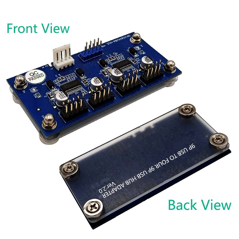 USB Header Männlichen 1 zu 4 Weibliche Verlängerung Kabel Karte 9-Stift USB 2,0 Hub mit Zusätzliche Energie Kabel und netic Basis