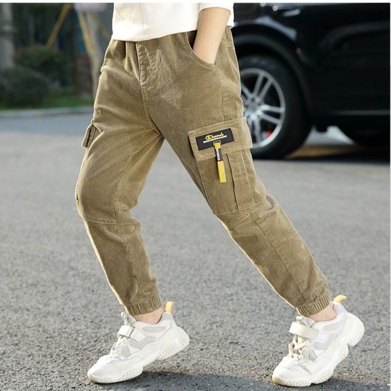 Drenge fløjlsbukser plus fløjl børnebukser 3-13 år store børn efterår og vinter tykke cargobukser børnetøj