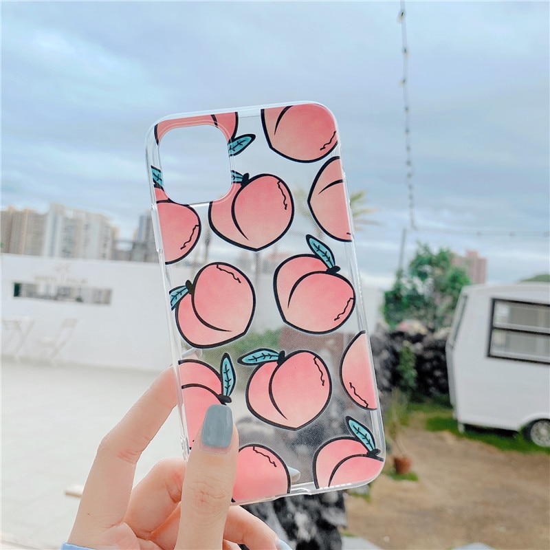 Cute Peach Phone Case For Xiaomi Redmi Note 10 9 8 Pro Note 7 8t 9s 9 lite 9t A3 Back Cover Summer Transparent Soft Capa