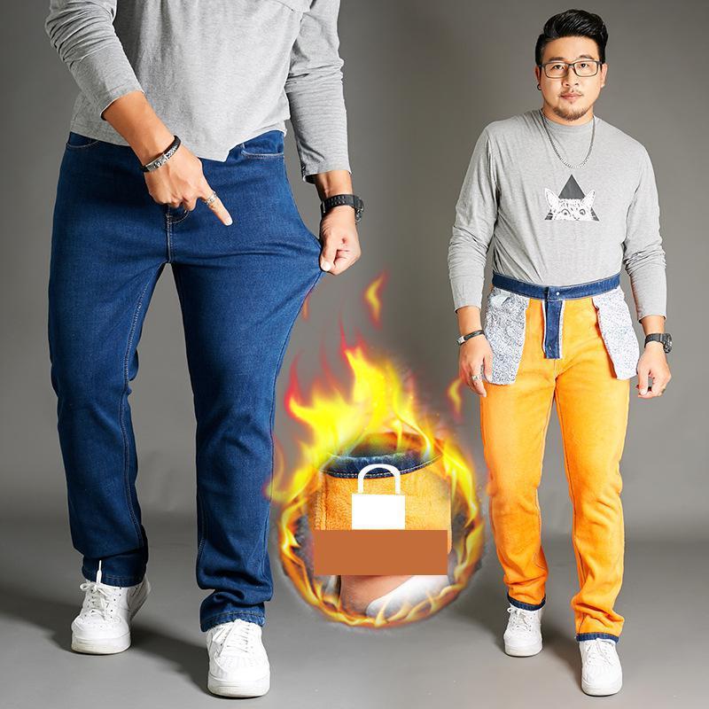 Inre gallblåsan plus sammetsjeans herr elastisk rak hög midja hane full längd casual lös stor storlek 30-48: 36