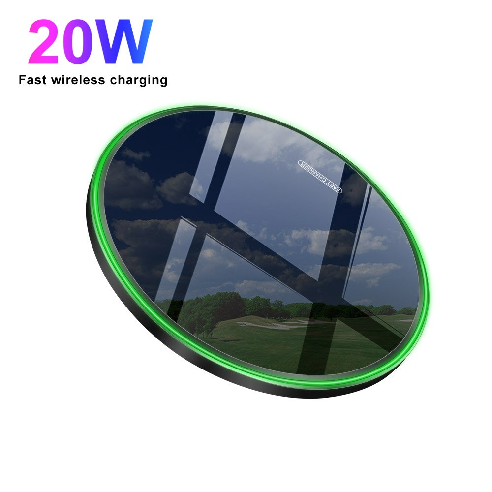 Qi langaton laturi samsung  s20 s10 s9 s8 note 20 10 iphone 12 pro max 11 8 x xs xr xiaomi  mi 10 9 30w pikalatauslevylle: 20w mustaa