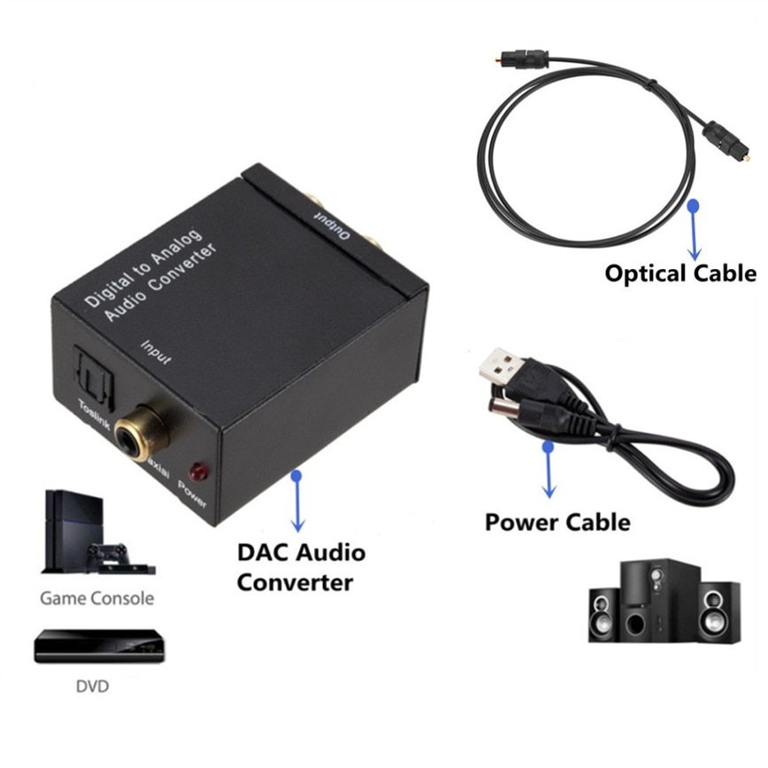 Digitaal Naar Analoog Audio Converter Digitale Optische Coax Coax Toslink Naar Analoog Rca L/R Audio Converter Adapter Versterker