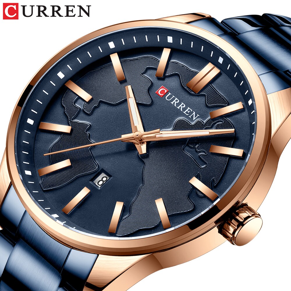Brand Curren Quartz Horloges Voor Mannen Unieke Wijzerplaat Business Roestvrij Stalen Band Heren Horloge Klok Man