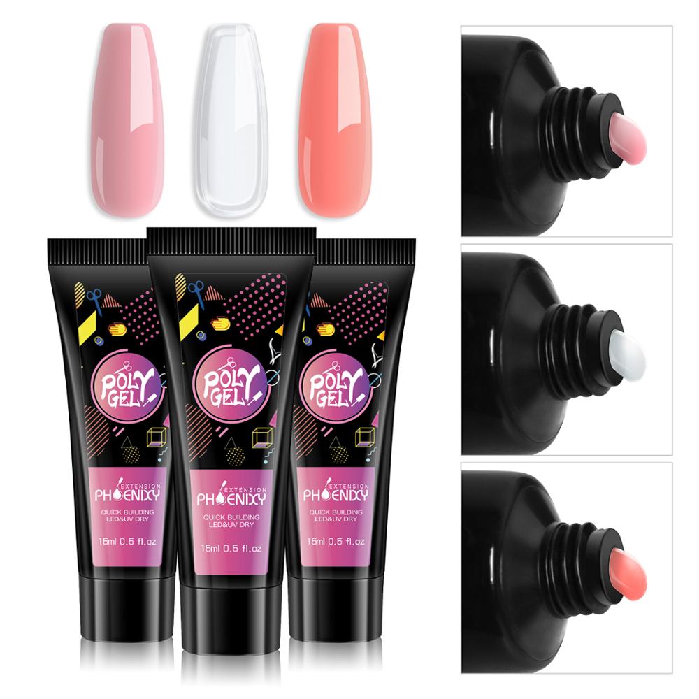 Komplet polygel neglesæt med 36w uv led lampe forlængelse gel sæt hårdt gelé builder gel nail art værktøjer til manicure