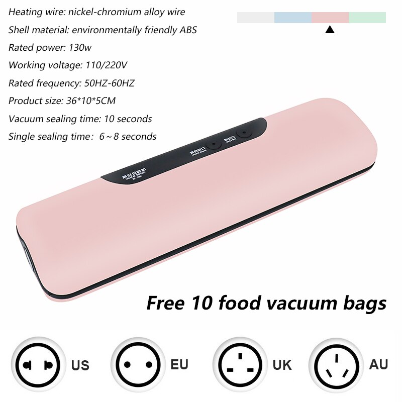 Cuisine sous vide scellant Machine économiseur de nourriture 110V 220V électrique maison Xiomi sous vide alimentaire scellant y compris 10 pièces sacs de rangement: 02 / EU