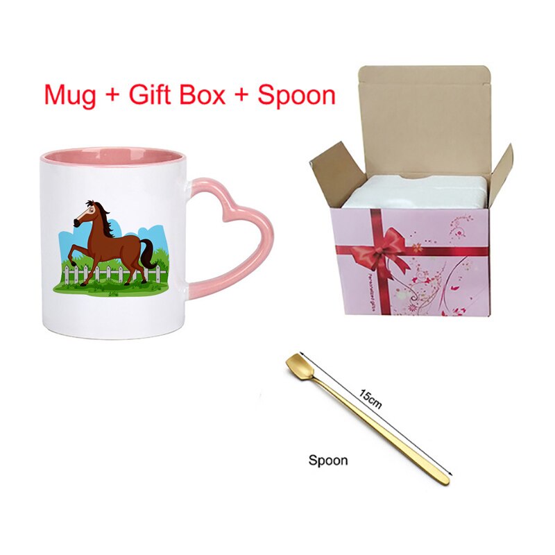 11oz Horse pattern Ceramic mug coffee Mugs Drinkware Coffee Tea Cups Novelty milk cup Drinkware KTDW-062: KTDW-062-G