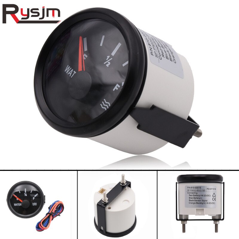 52mm vanntette marine vannstandsmåler 0-190 ohm rustfritt stål båt vanntank nivå indikator måler jolle tilbehør 9-32v