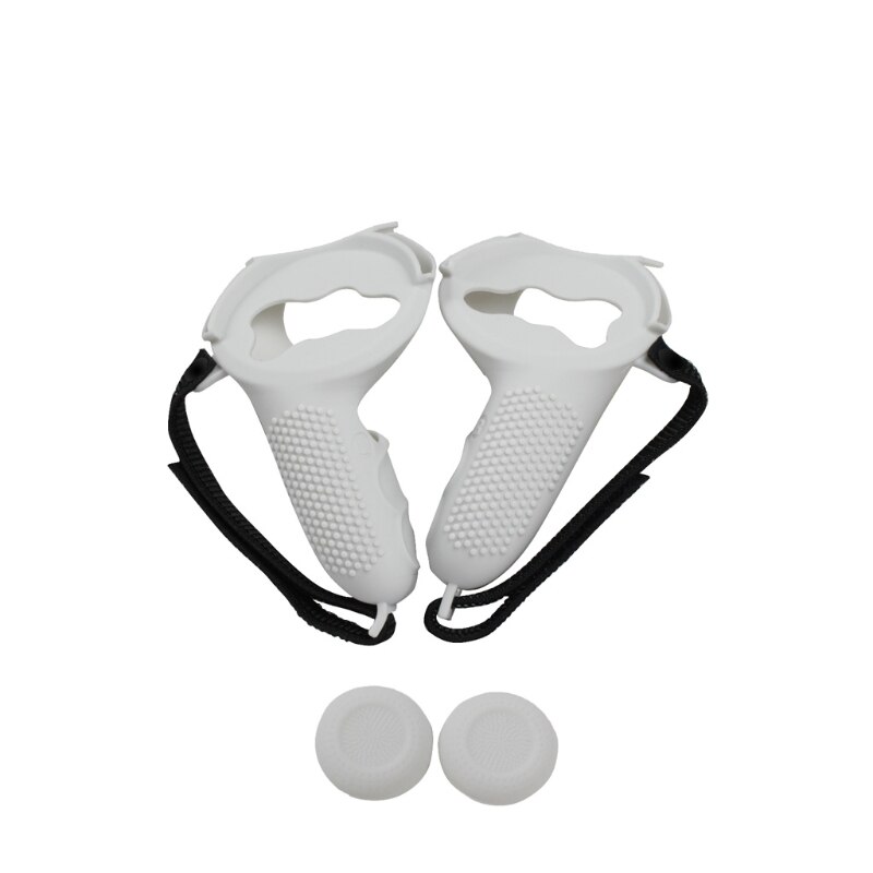 3in1 Touch Controller Silicone Grip Ring Cover+Adjustable Hand Strap +Thumb for oculus Quest 2 VR Protective: W