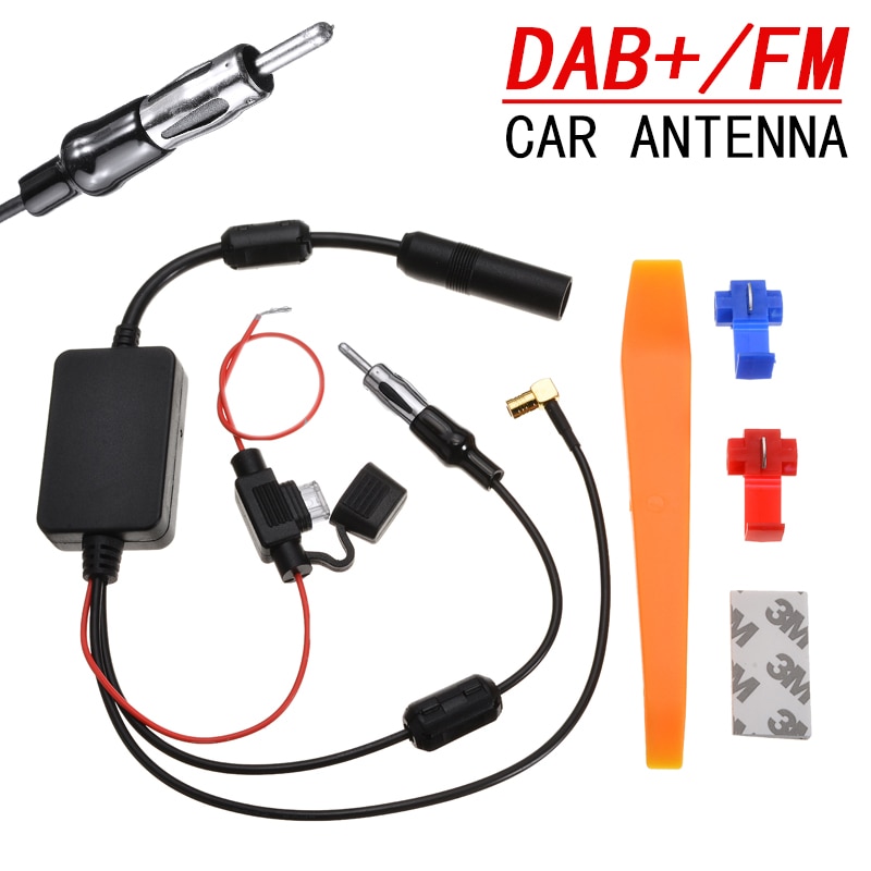 Dab + Autoradio Antenne Kit Adapter Auto Fm/Am Antenne Booster Signaal Versterker Crossover 22dBi Gain Autoradio signaal Versterkers