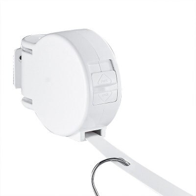 4.2m Indoor Invisible Clothesline Balcony Clothes Line Retractable Clothesline Rope With Hanger Hole Drying Rack No Drilling: Round White