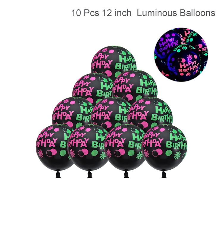 Selvlysende fluorescerende balloner tillykke med fødselsdagen fest dekoration til børn voksne latex ballon bryllup fødselsdag glød ballon indretning: 8