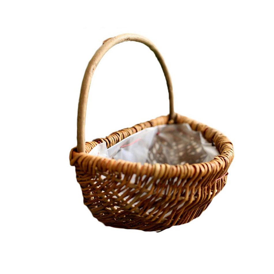 Outdoor Picnic Basket Hand-woven Flower Basket Multifunctional Storage Decorative Flower Pot Craft Wall-mounted Home Decoration: Default Title
