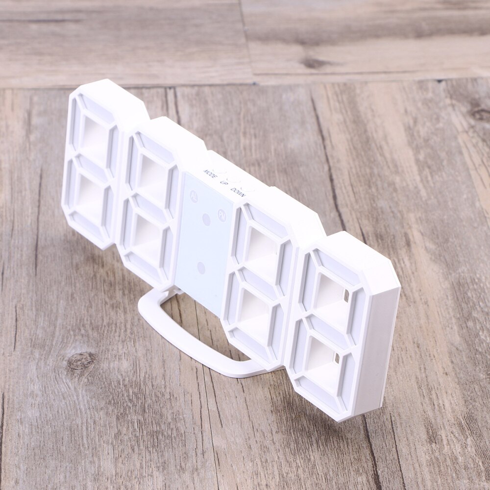 Modern Home Wall Clock Timer 3D LED Digital Wall Clock (White)