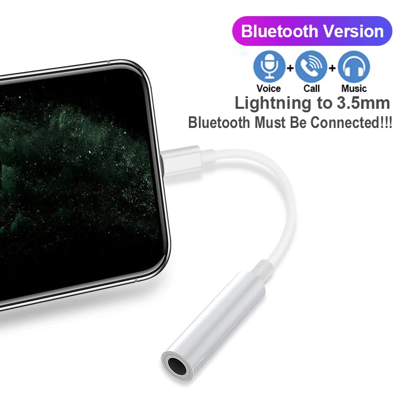 2 w 1 błyskawica na gniazdo słuchawkowe 3,5 mm adapter audio dla iPhone 14 13 12 11 Pro Max X XS XR SE 8 Plus konwerter szybkiego ładowania: WHITE