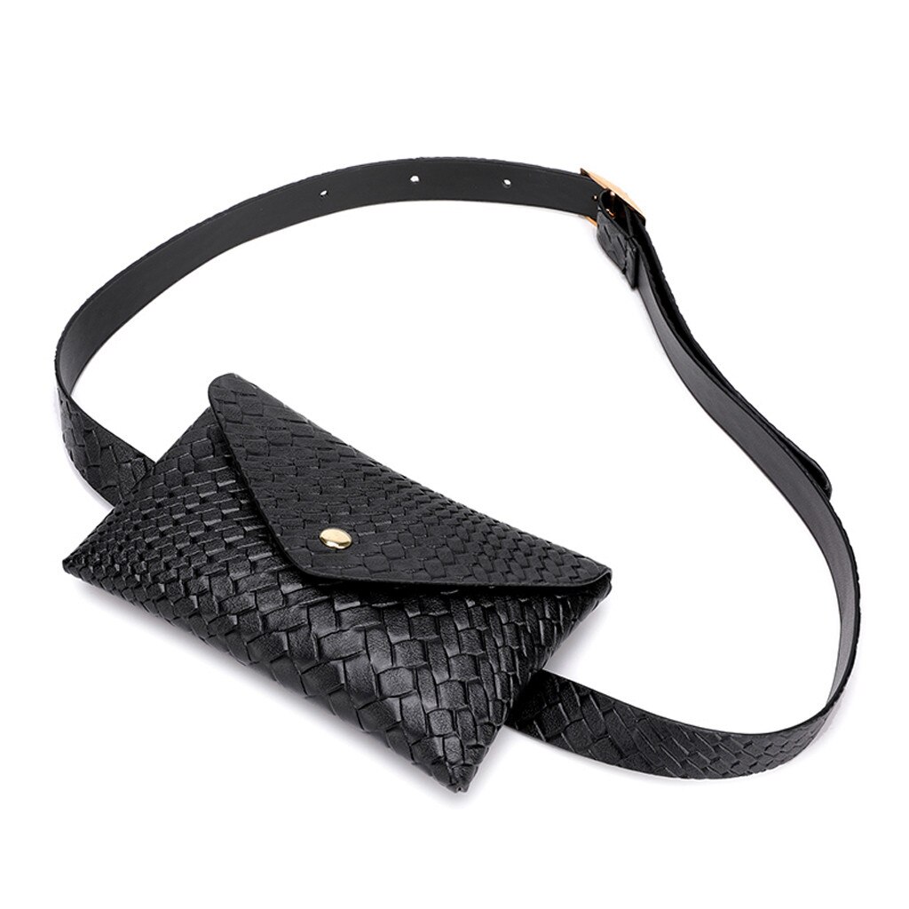 Moda sacos de cintura para mulheres ao ar livre tecelagem hasp cor sólida sacos de couro rebite saco de peito moda à prova dwaterproof água saco da cintura