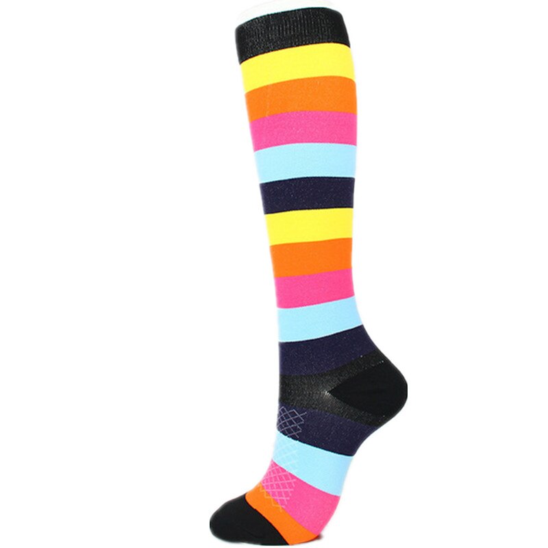 Chaussettes de Rugby en cours d'exécution hommes femmes chaussettes de Compression chaussettes longues pour infirmières attelles de tibia chaussettes de voyage de vol: WYS001-24 / S-M
