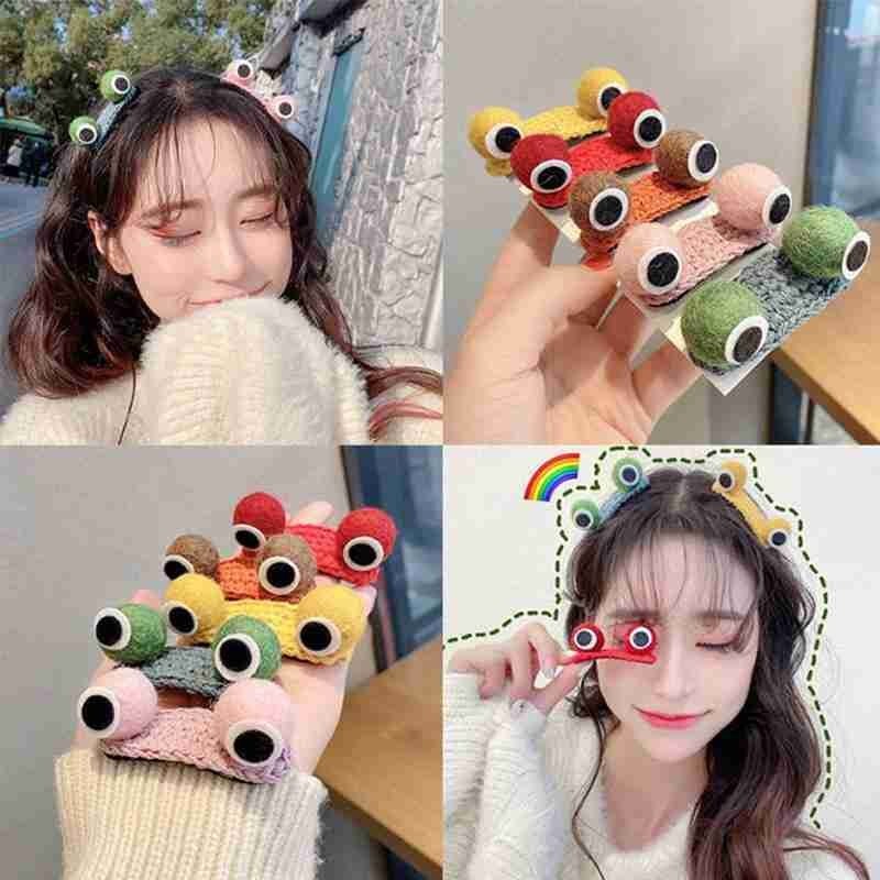 1 pcs Hairpin Frog Eyes Hairpin for Women Bangs Broken Hair Side Clip Sweet Fun Trend Hair Accessories