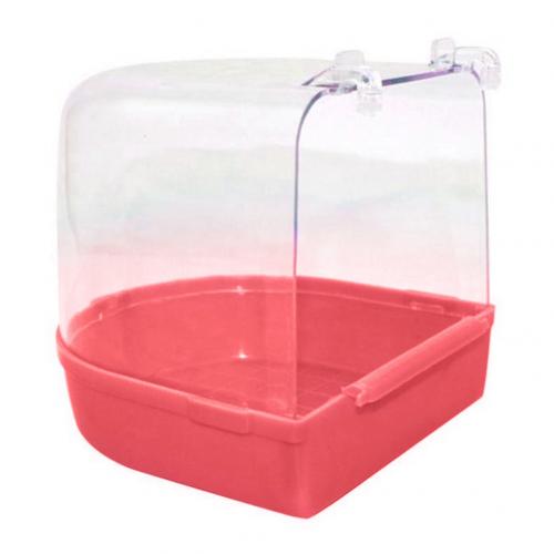 Vasca da bagno per uccelli vasca da bagno scatola per la pulizia degli uccelli accessori per gabbia bagno per pappagalli vasca da bagno in plastica trasparente doccia appesa arredamento: rosa