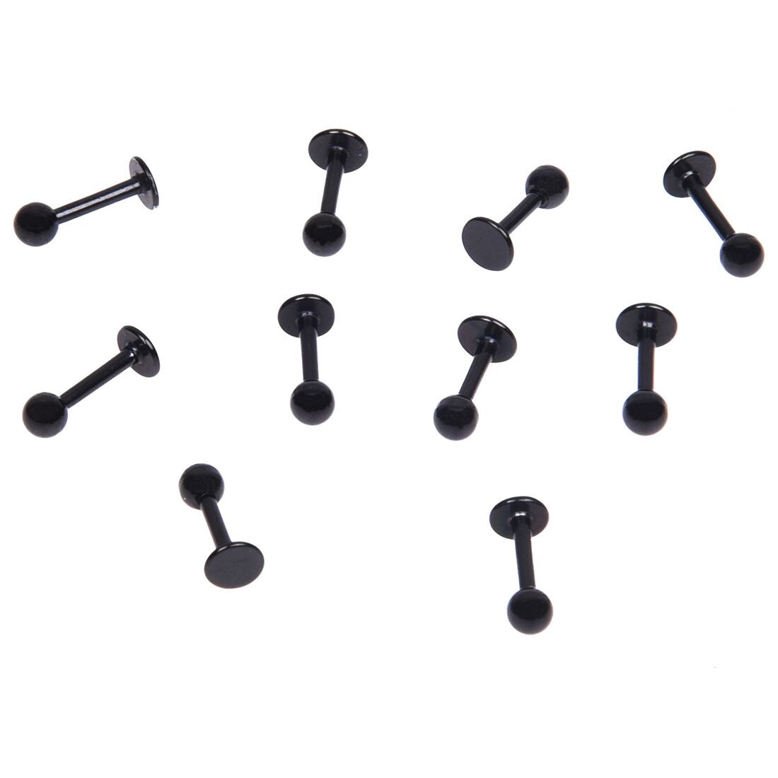 10x Schwarz titanium eloxiert Labret /Monroe Lippe Kinn Körper piercing schmuck 16gauge (1,2mm) x 1/4 "(6mm) 3mm ball