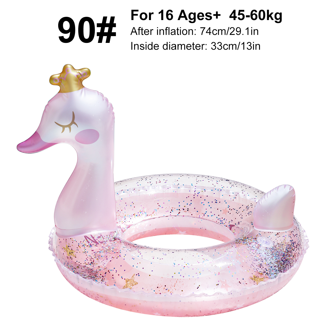 1pc kronede svaner svømmering sommerbassengflytere, strand- og bassengbadehjelpemiddel, strandleker til bassengfest: Lys gul