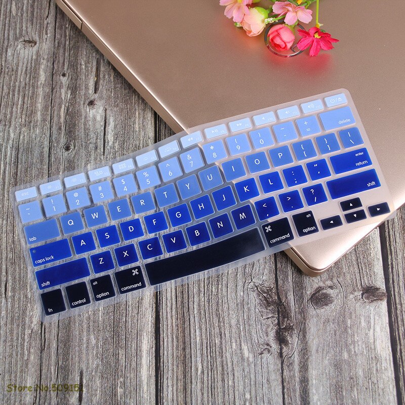 Us engelsk tastatur cover til apple mac macbook pro 13 15 17 air retina 13 keyboard protector skin  a1466 a1369 a1502 a1278 a1398: Gradvis mørkeblå