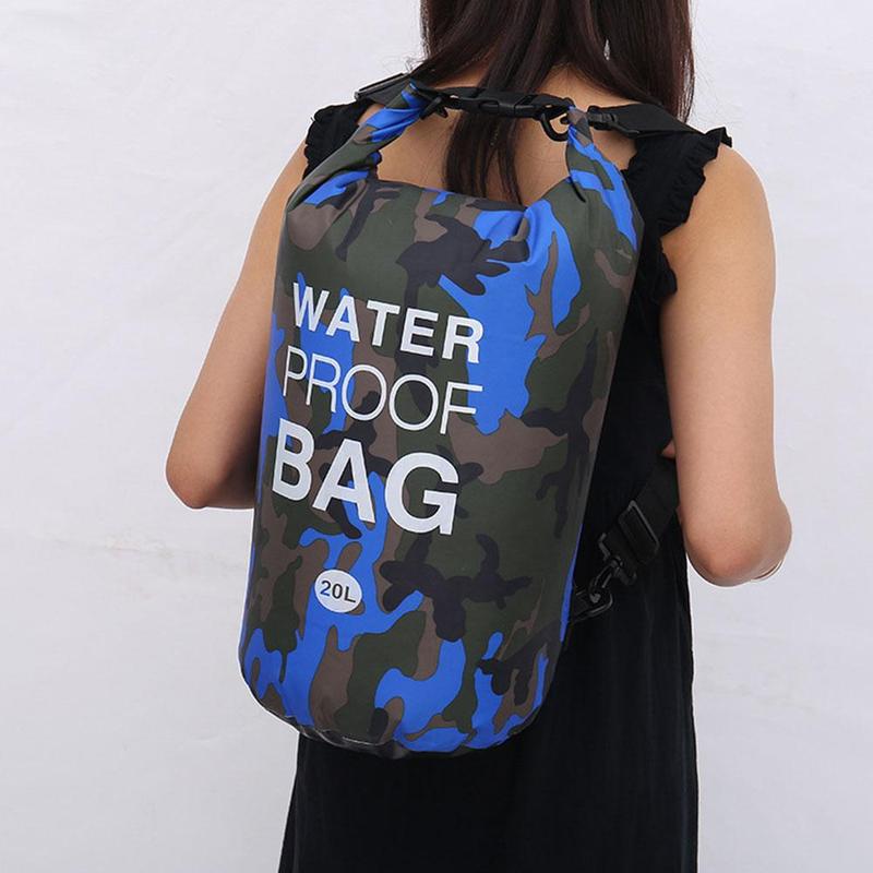 Dry Camouflage Portable Rafting Diving Outdoor Bag Sack PVC Waterproof Folding Swimming Storage Bag for River Trekking