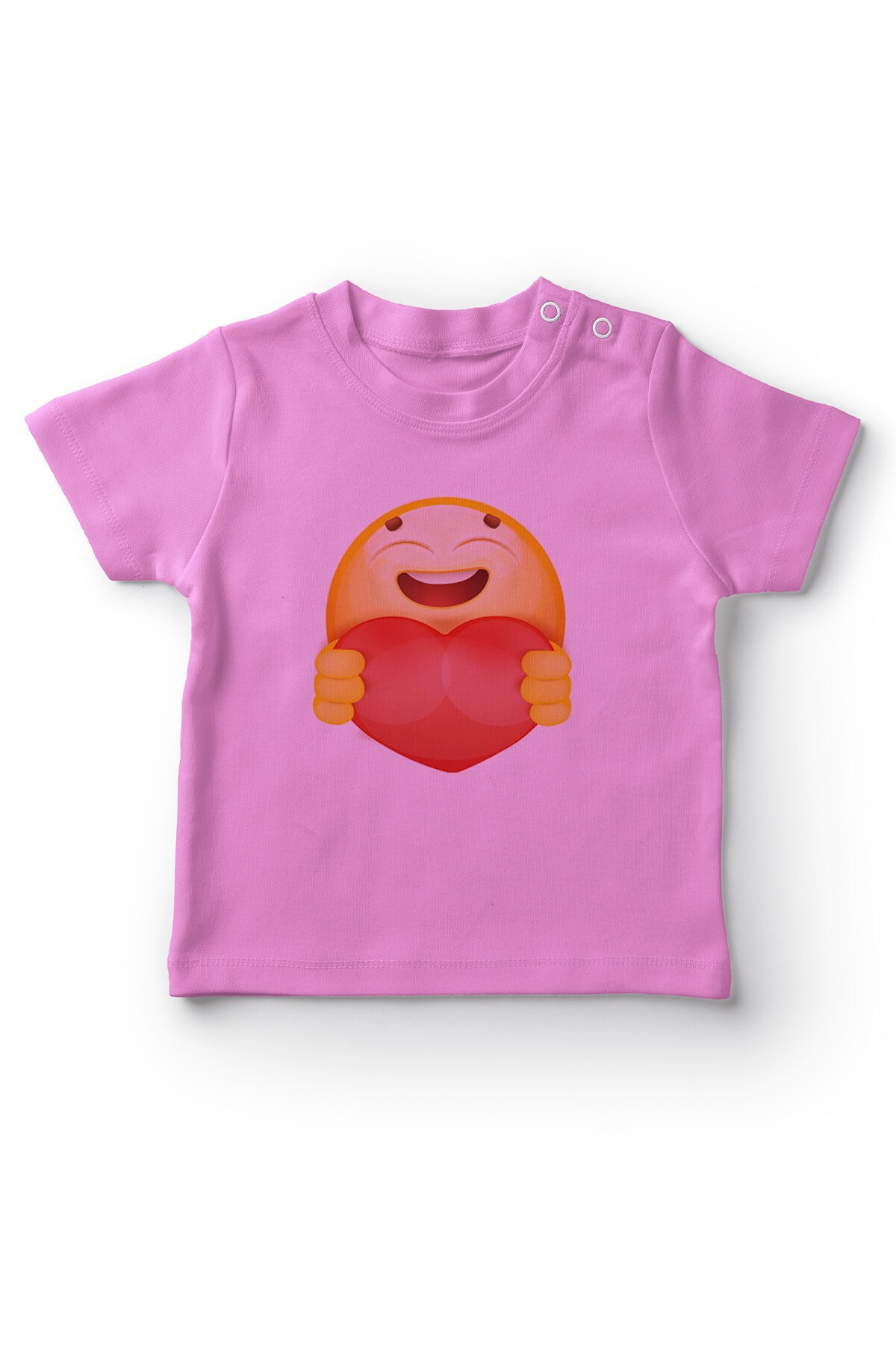 Angemiel bebé sosteniendo corazón Emoji chica bebé camiseta rosa
