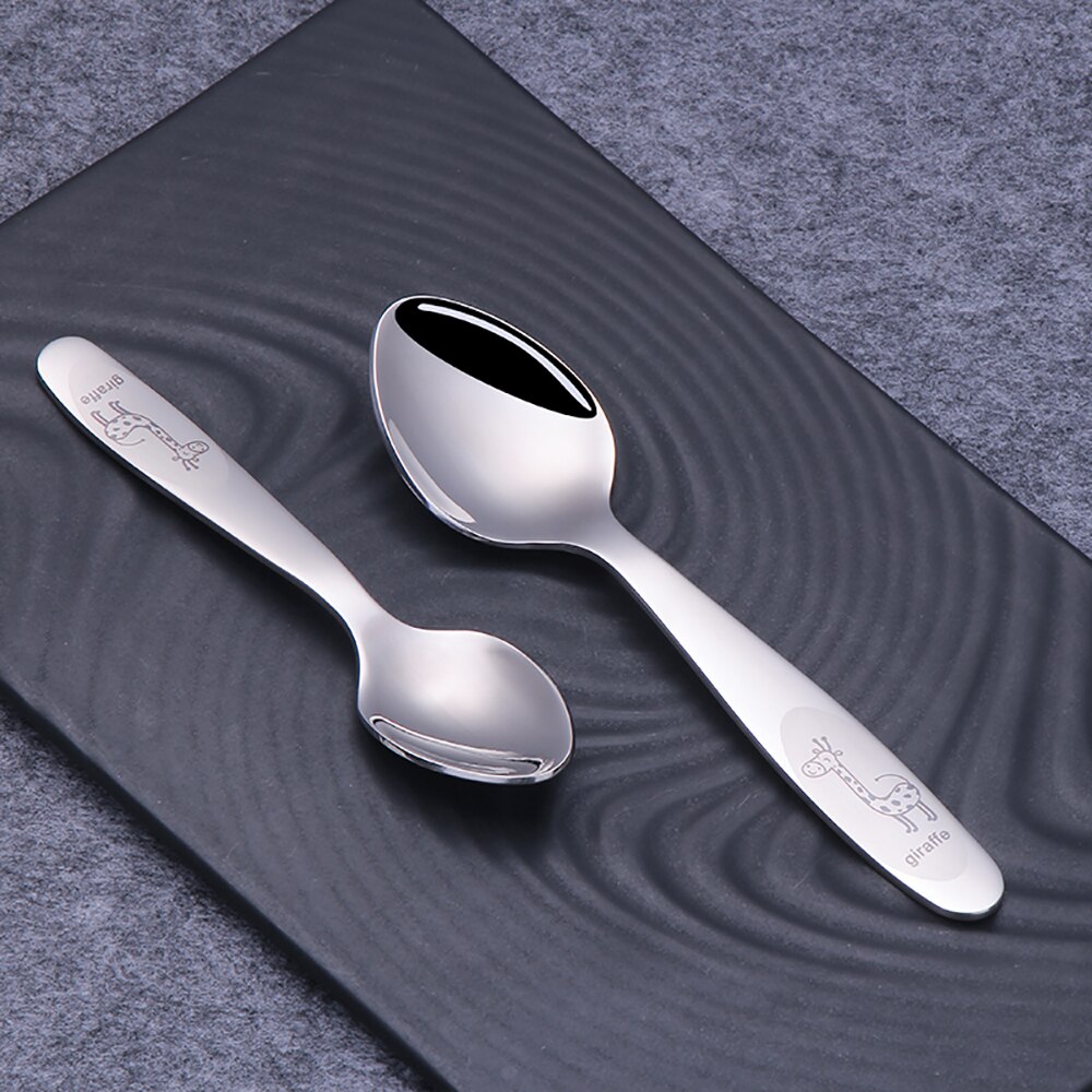 Couverts pour enfants, vaisselle en acier inoxydable, dessin animé girafe, couteau fourchette cuillère enfants, ensembles de vaisselle pour la cuisine de la maison 4 pièces