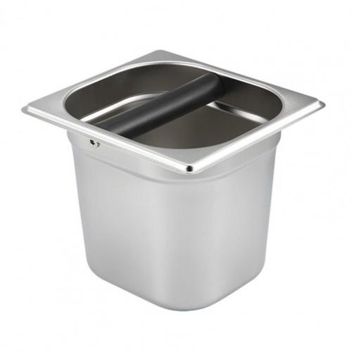 Coffee Grounds Container Eco-friendly Large Capacity Stainless Steel Coffee Grind Dump Bin Waste Bin with Rubber Bar for Househo: L