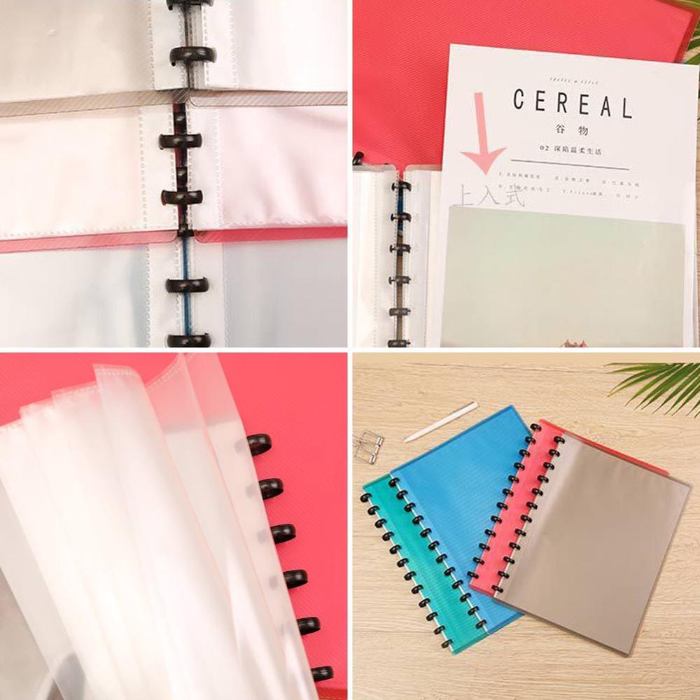 1Pc A412Hole Colorful Plastic Clip File Folder Transparent Agenda Binder Supplies Office Ring Planner Loose Leaf School Not H2U3