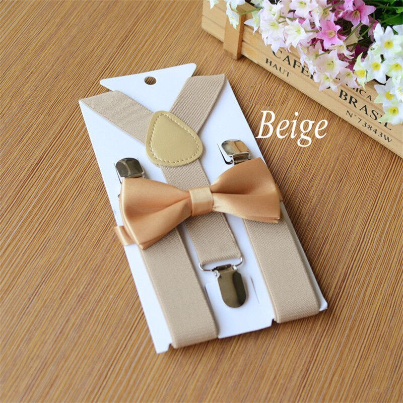 smoking pour bébés garçons | Ensemble décontracté avec bretelles et nœud papillon assorti, costume de mariage une pièce: Beige