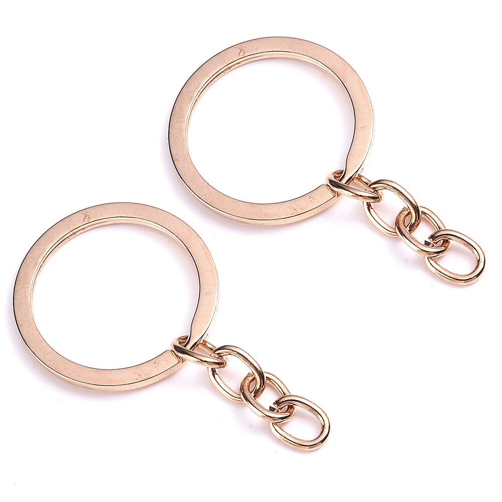 10 Stks/partij Sleutelhanger Sleutelhangers Goud Zilver Plated Sleutelhangers Met 20Mm Extension Chain Voor Sieraden Vinden Maken Levert 25/30Mm: rose gold / 30mm