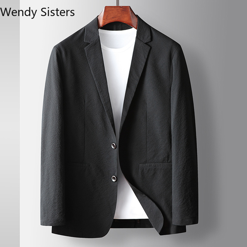 Veste de costume de styliste pour homme, Blazer, légèrement froissé, pour le travail, décontracté, tendance, printemps, 2022