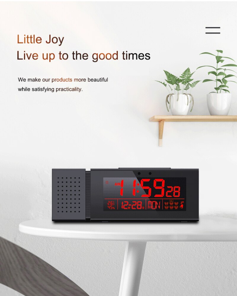 Digital Alarm Clock TS-P30 IR Sensor Movable Night Light With FM Radio Temperature Humidity Display