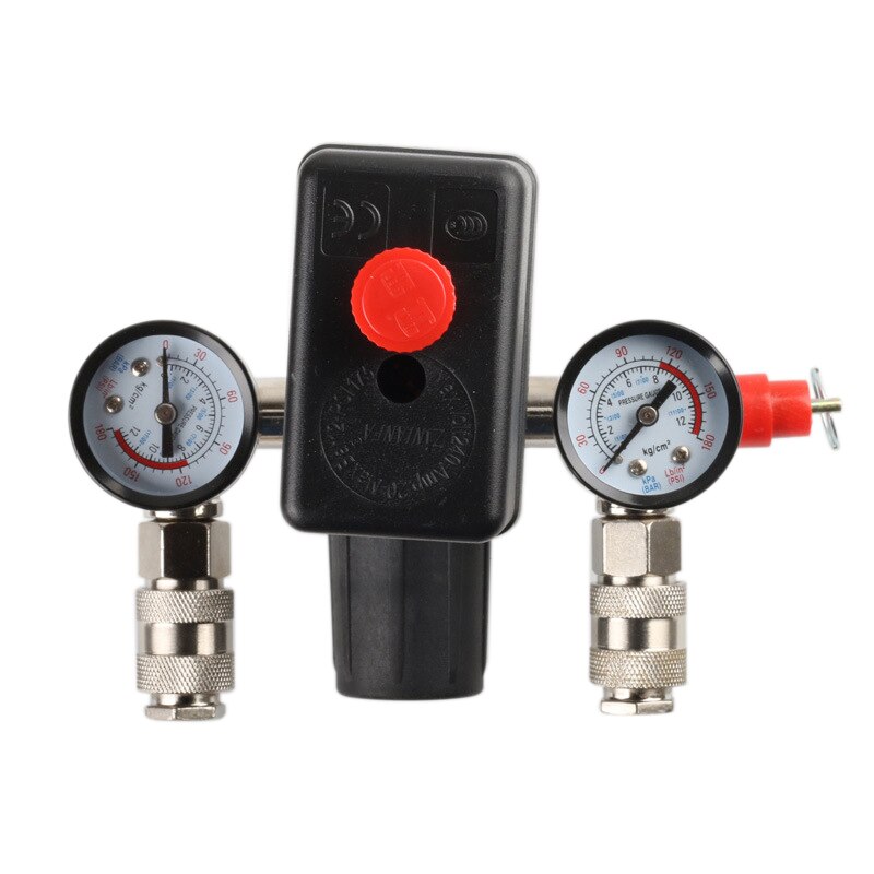 Luftkompressor pumpe trykkbryter kontroll 0.05-1.2 mpa 0-180 psi manifold avlastningsregulator reguleringsventil trykkmåler