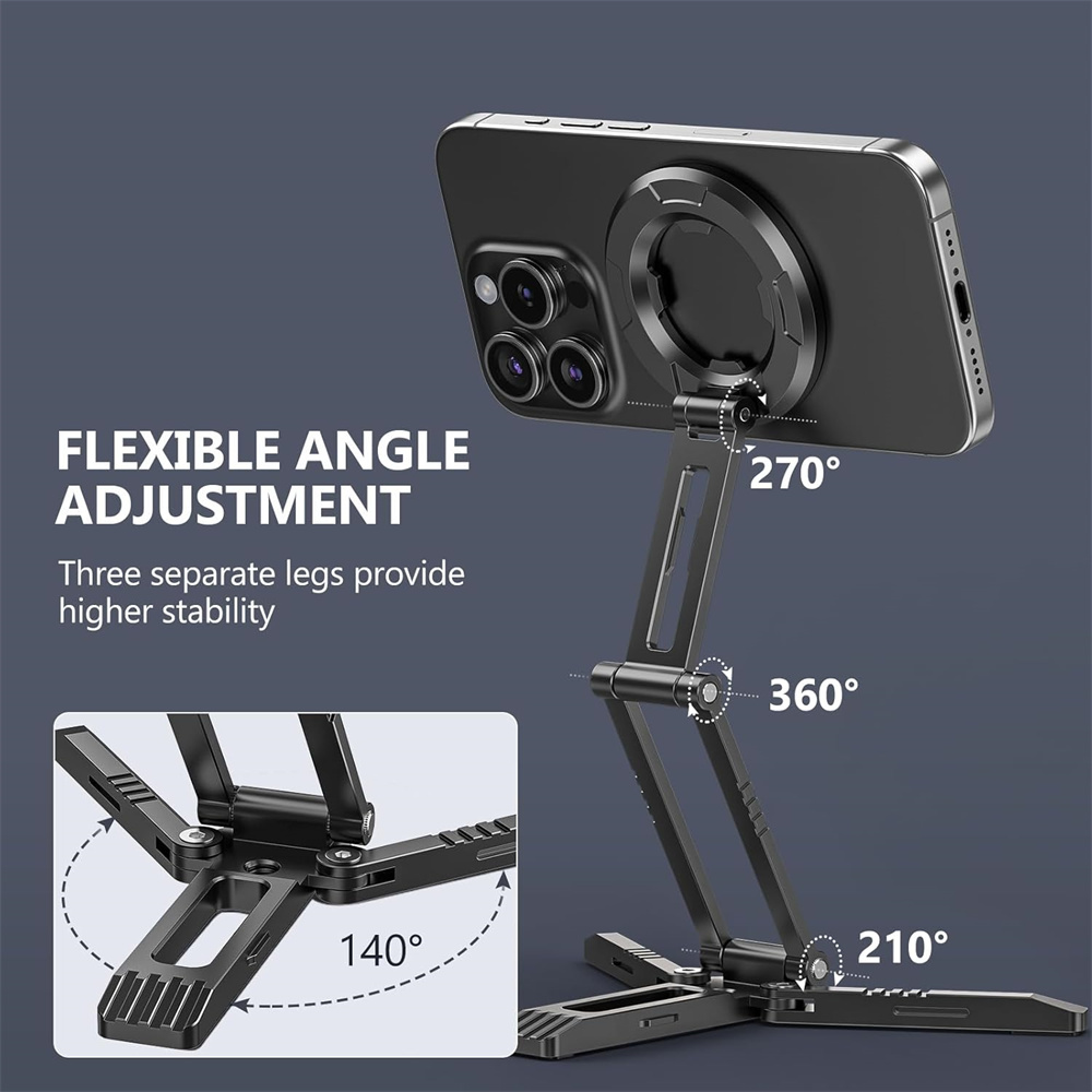 Foldable Magnetic Phone Holder Desktop Lazy Tripod Cell Phone Stand For Magsafe iPhone 16 15 14 13 12 Pro Max Smartphone Bracket
