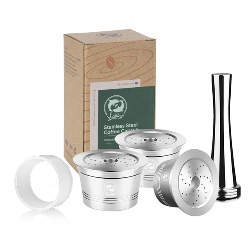 Reusable Coffee Filter Capsule for Caffitaly S21 Machine Refillable Plastic Stainless Steel Coffee Pods Fit 3 Corações Cafeteira: Burgundy