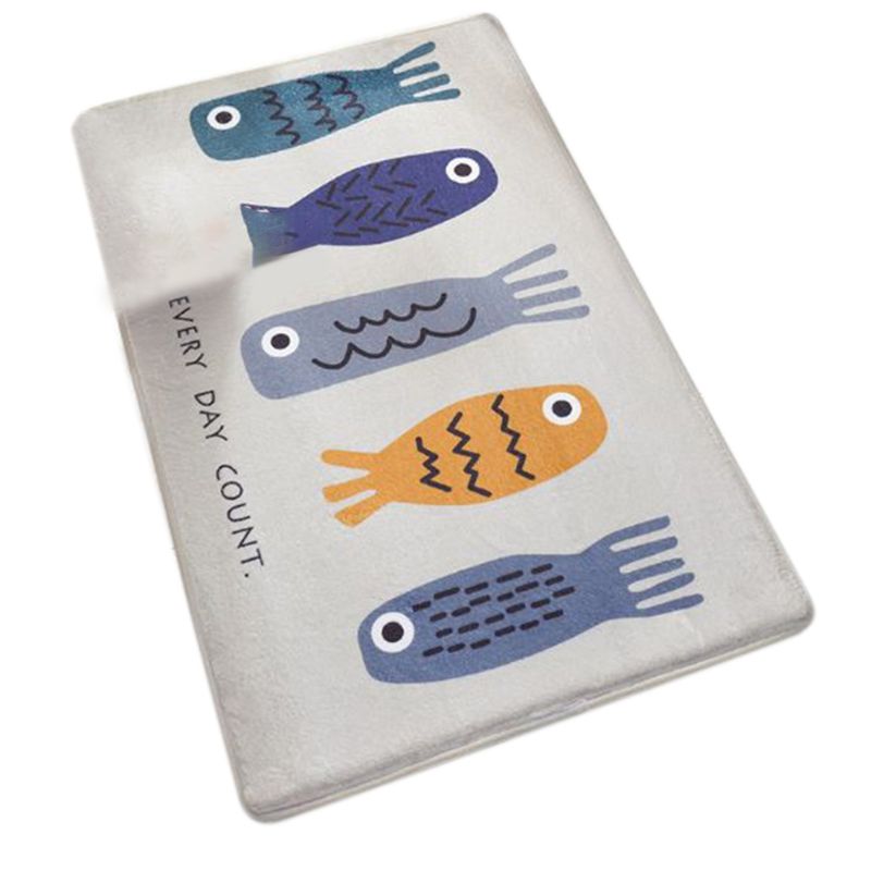 Rectangle Area Entrance Door Mat Cartoon Cat Paw Fish Print Non-Slip Sponge Floor Carpet Flannel Absorbent Bath Rug: C-2