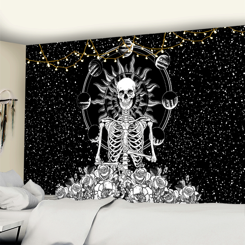 Skelett sternenklar Himmel Wandteppich Hängen Sterne Magie Astrologie psychedelisch Polyester Teppich Böhmischen Stil Dekor