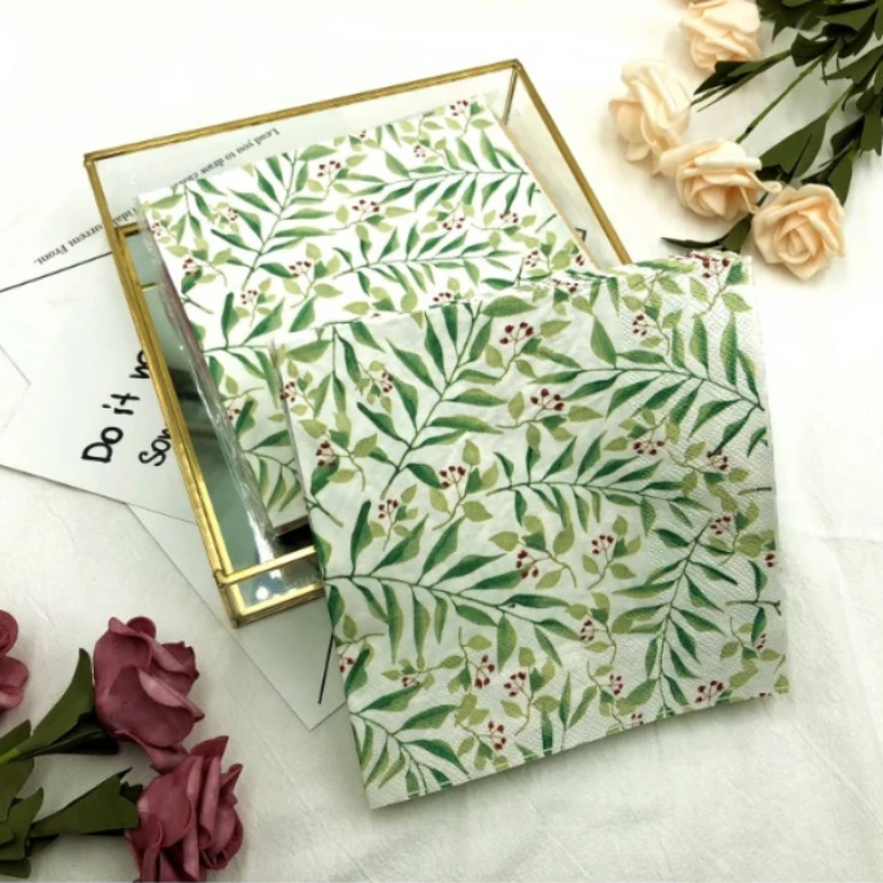 Kleurrijk Servetten Bedrukt Vierkant Papier Servetten Restaurant Bloemen Gezichtsdoekjes Hotel Bruiloft Tafel Setting Puur Houtpulp Papier