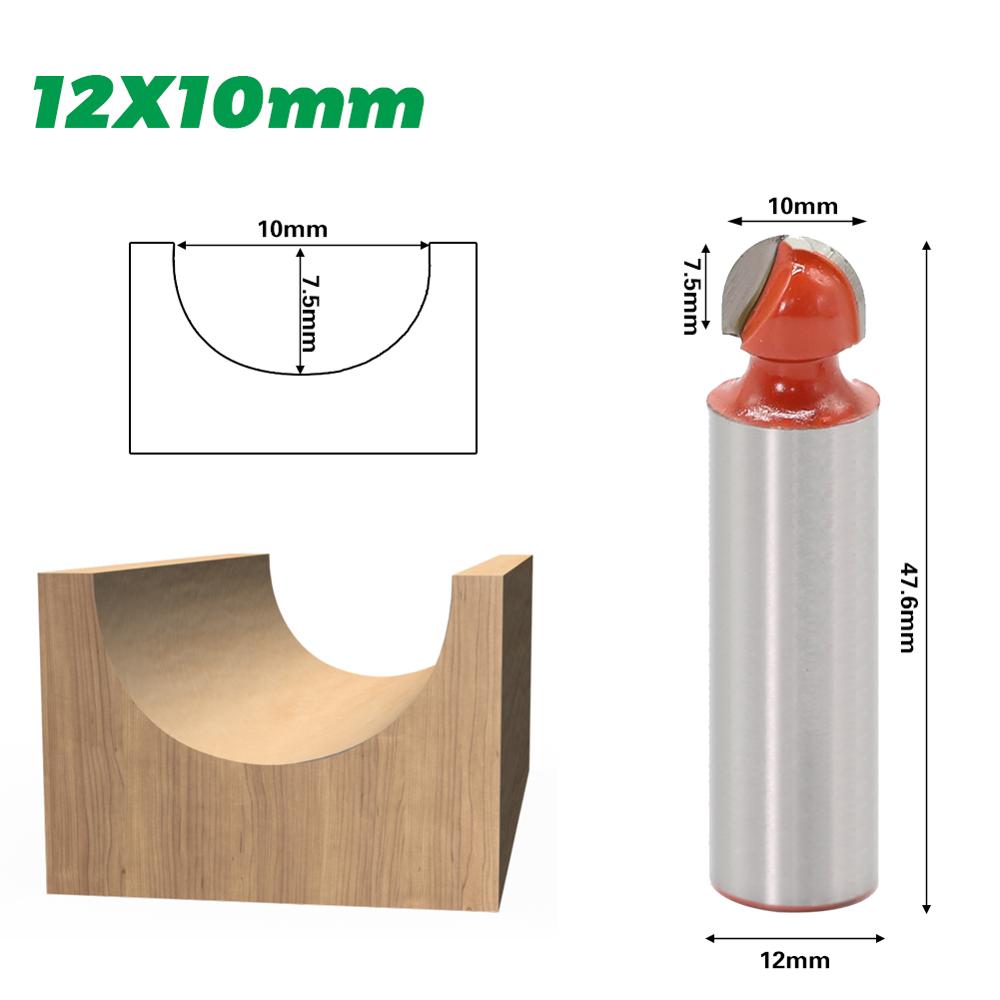 1PC 12mm Shank Core Box Router Bit - 1/4 Radius For Woodworking Cutting Tool: 12X10mm