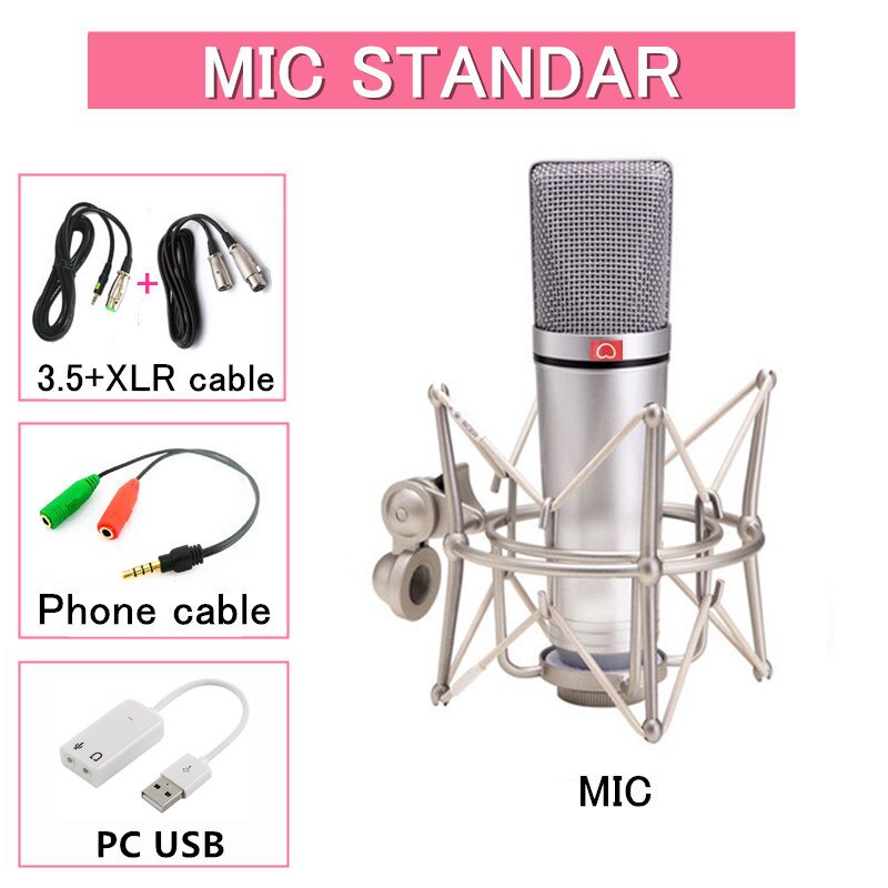 High-end Condenser Microphone Studio Large Diaphragm Microphone For Vocal Recording PC Podcast Gaming Tiktok DJ: Default Title