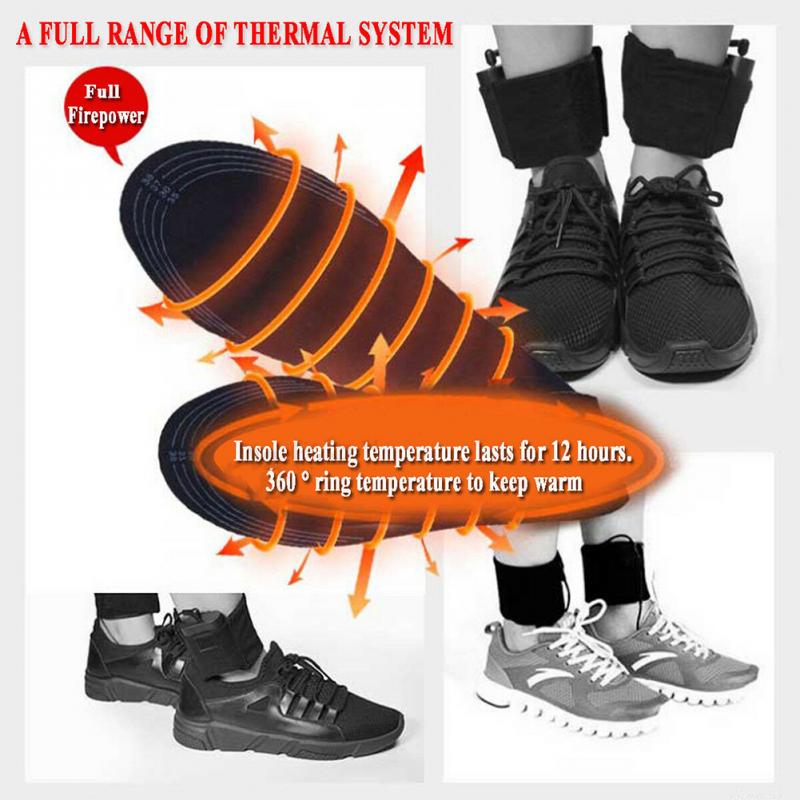 Reusable Washable Men Women Insoles Winter Black USB Electric Heated Shoe Pad Carbon Fiber Cuttable Comfort Dirt Proof