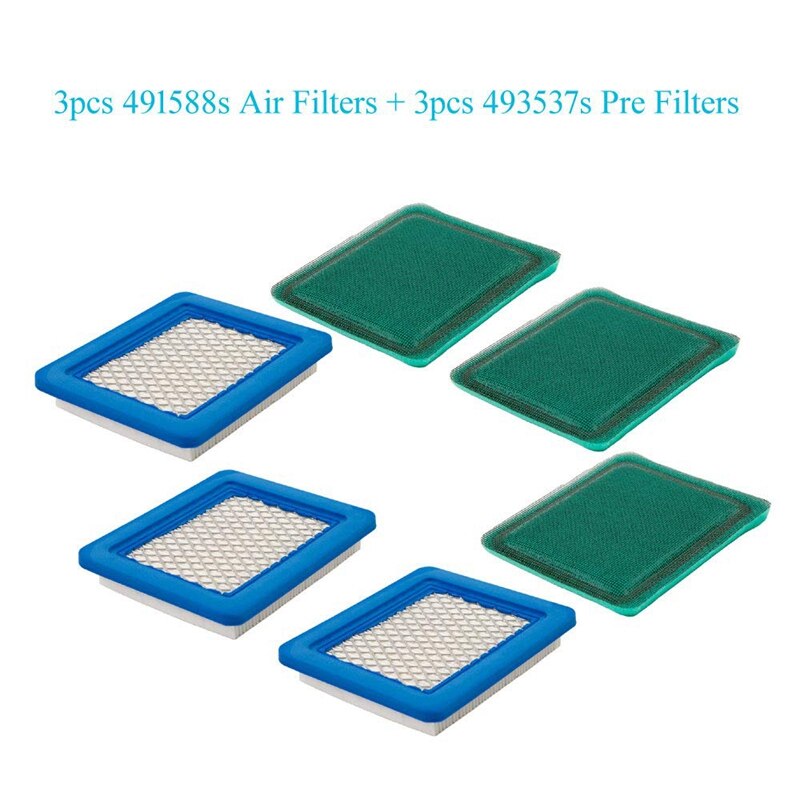 3 Pack 491588S Air Filter with Pre Filter for Briggs and Stratton 491588 493537 493537S, Toro 20332, Craftsman 33644, Pro Perfor