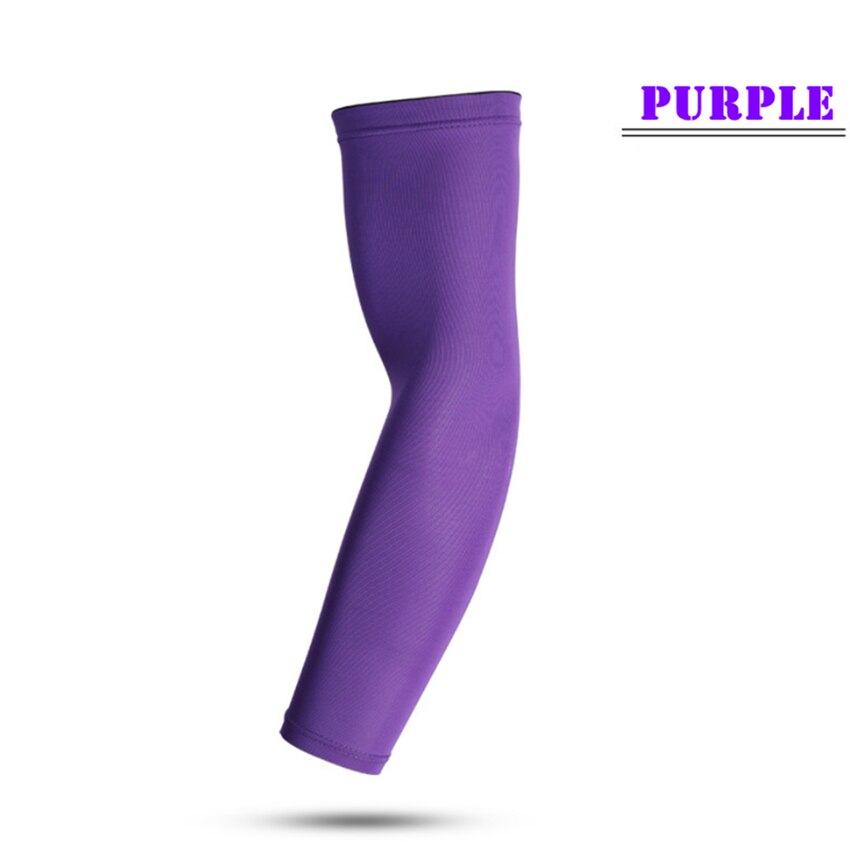 1 pair Sun Protection Sports Arm Compression Sleeve Basketball Cycling Arm Warmer Summer Running UV Volleyball Sunscreen Bands: Purple 2pc / M 38cm