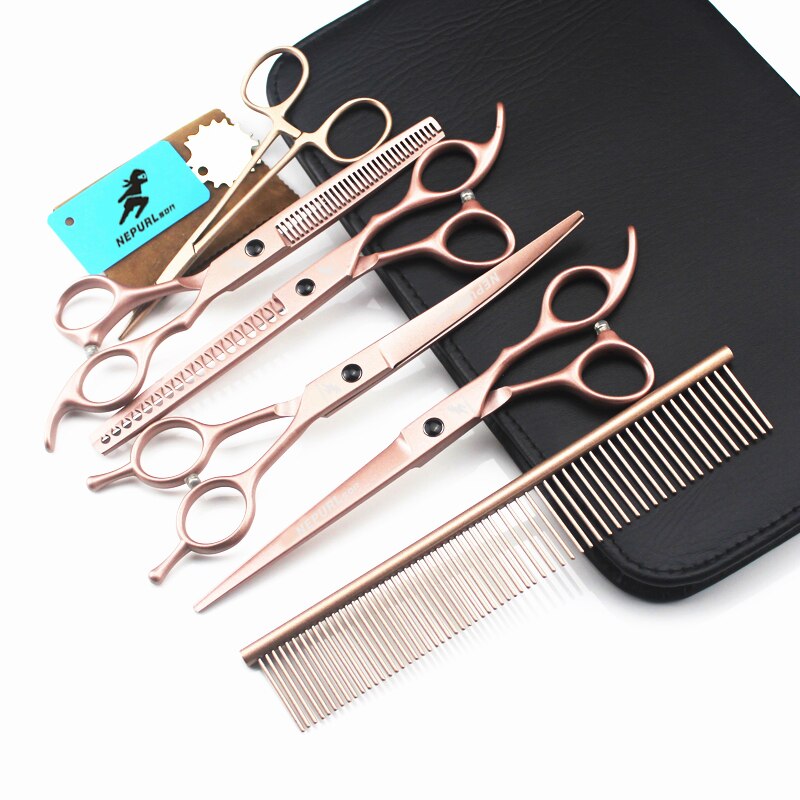 7.0inch pet grooming scissors set straight cut teeth cut fish bone scissors prt grooming
