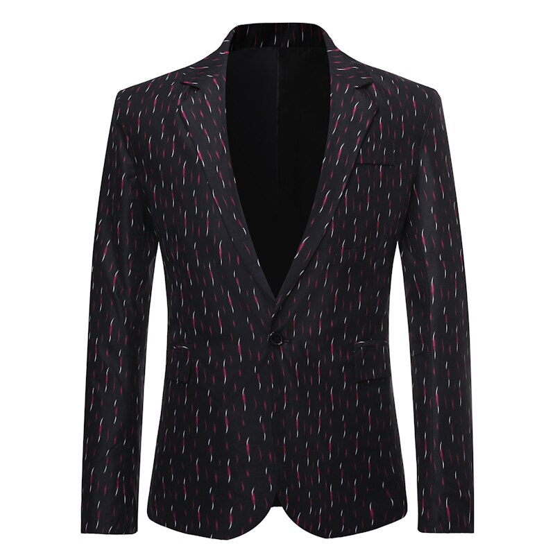 Blazer hombre mænd blomstret print blazer jakkesæt slim fit party single botton mandlig blazer og jakkesæt jakke overtøj frakke: Sort / M