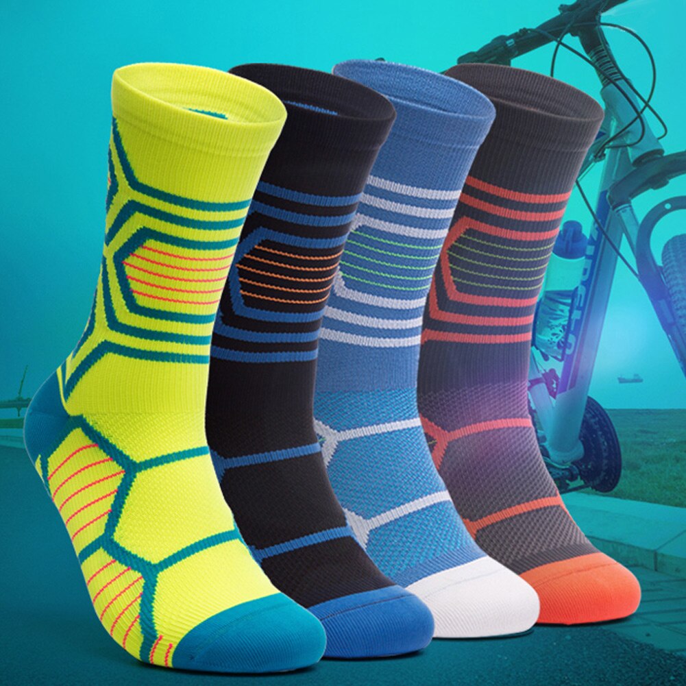 1 Pair Unisex Cycling Socks Breathable Shock Absorption Toe Protective for Sports